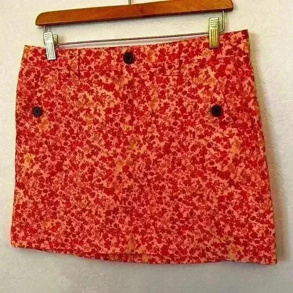Wild Fable A Line Skirts Women Sz 6 Orange Floral Cotton Pocket Adjustable Waist
